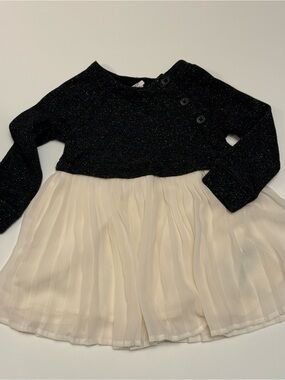 GAP Black Sparkle Top with Cream Pleated Skirt Kids Dress